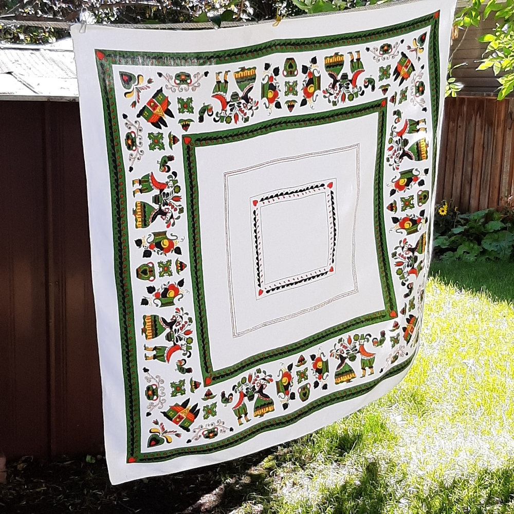 Vintage folk art tablecloth